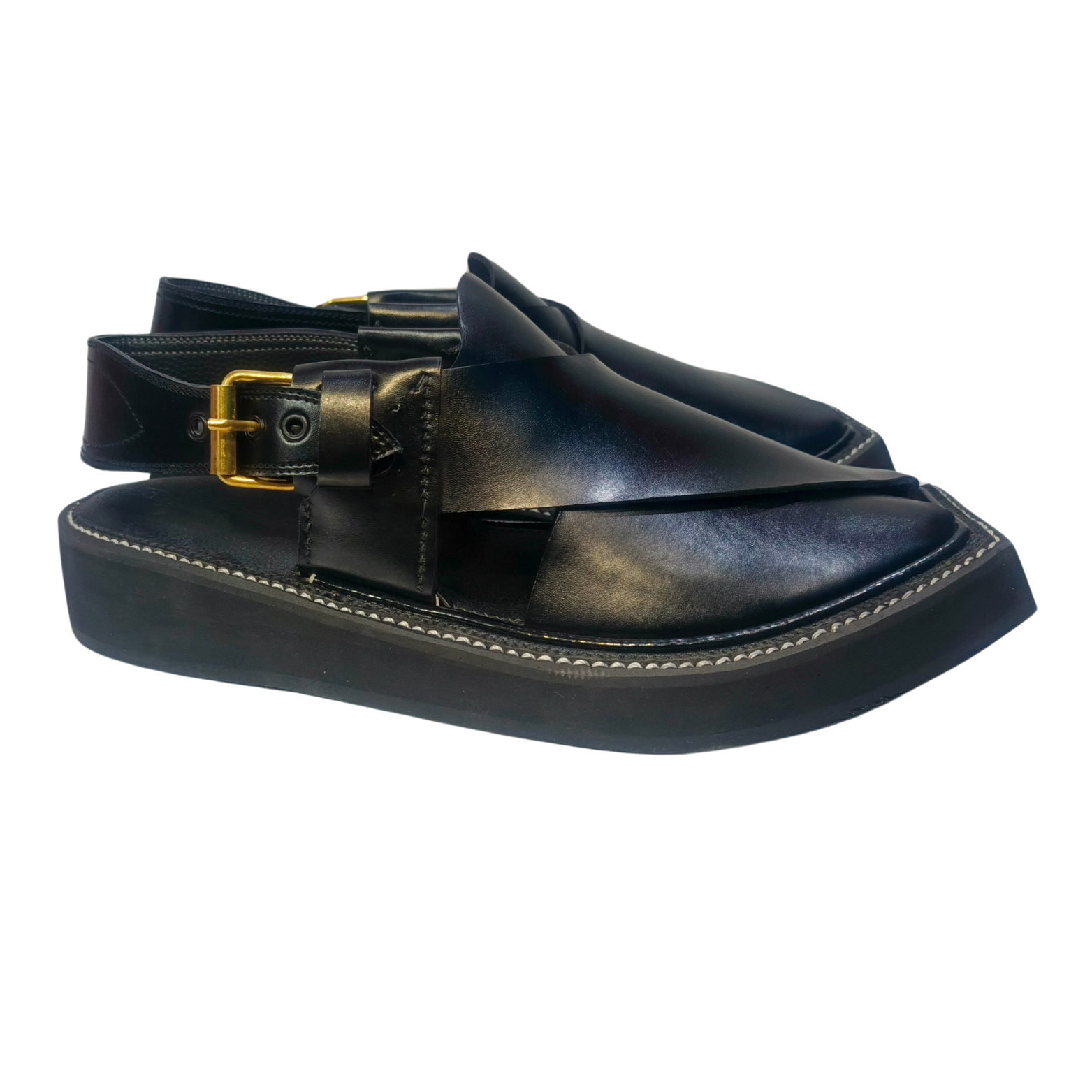 Black Kaptaan Peshawari Chappal