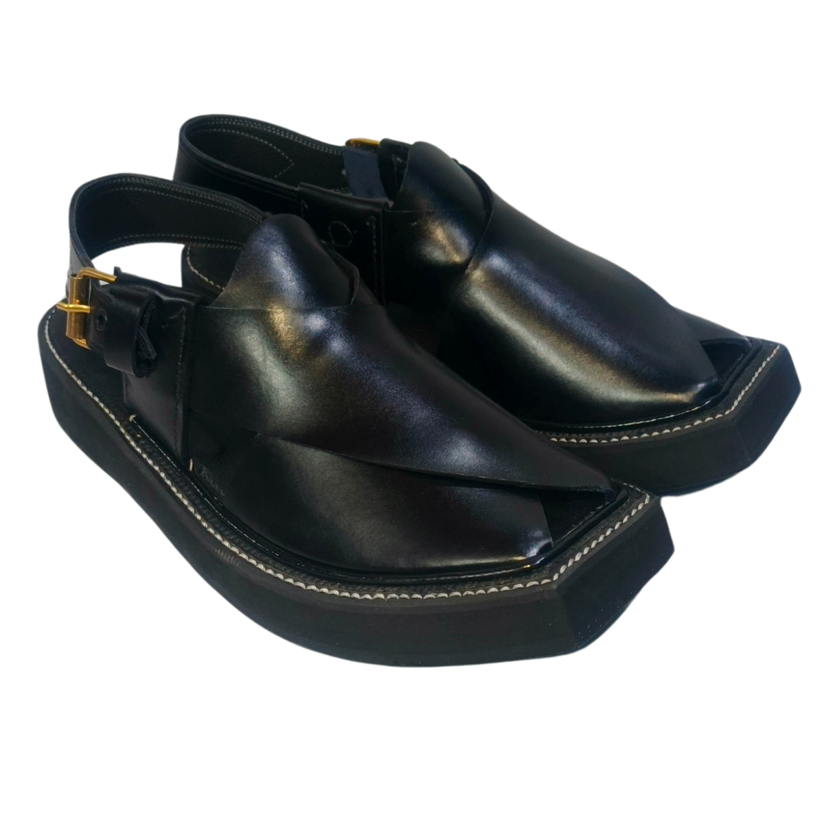 Black Kaptaan Peshawari Chappal