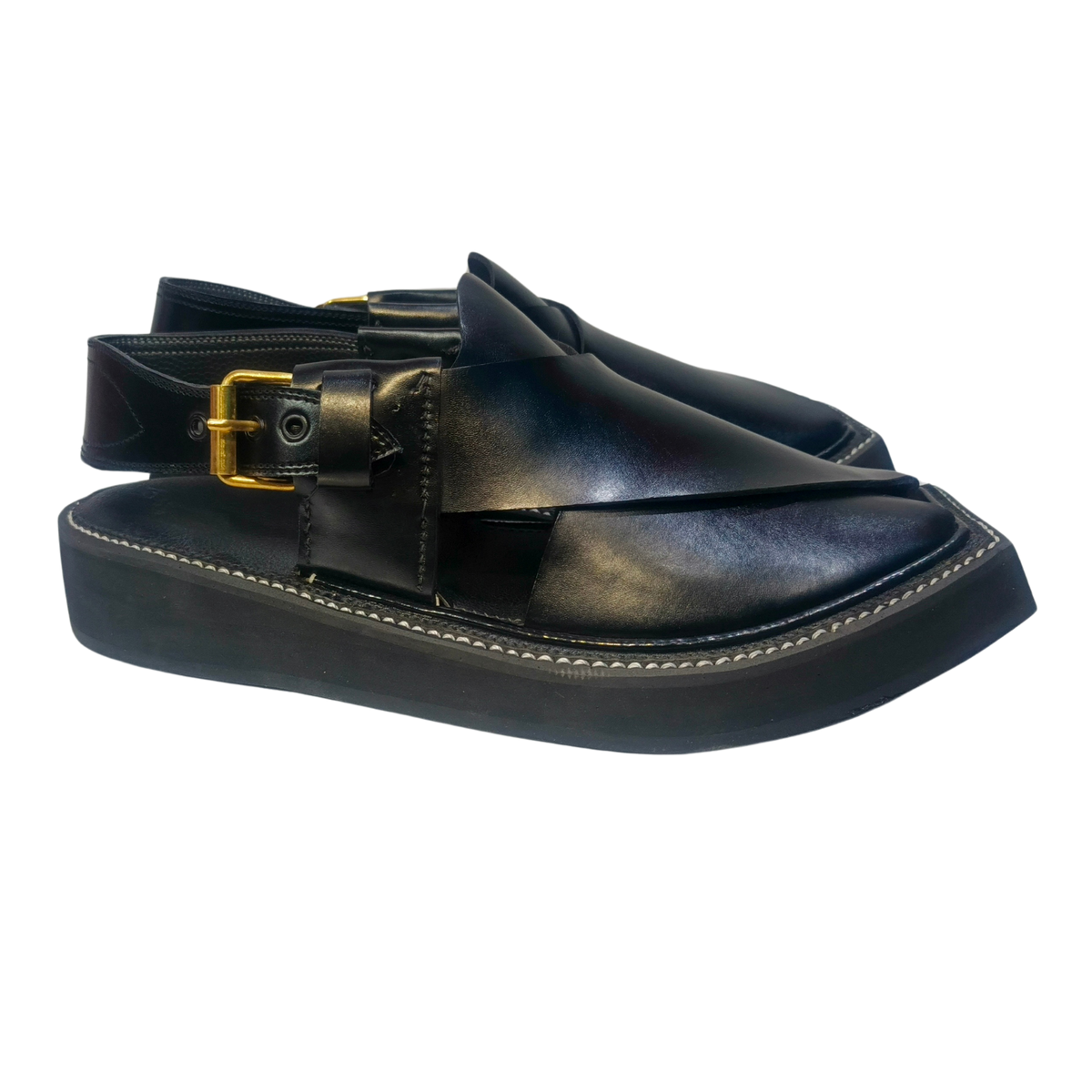 Black Kaptaan Peshawari Chappal