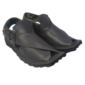 Dark Grey Pashawari Stylish Chappal