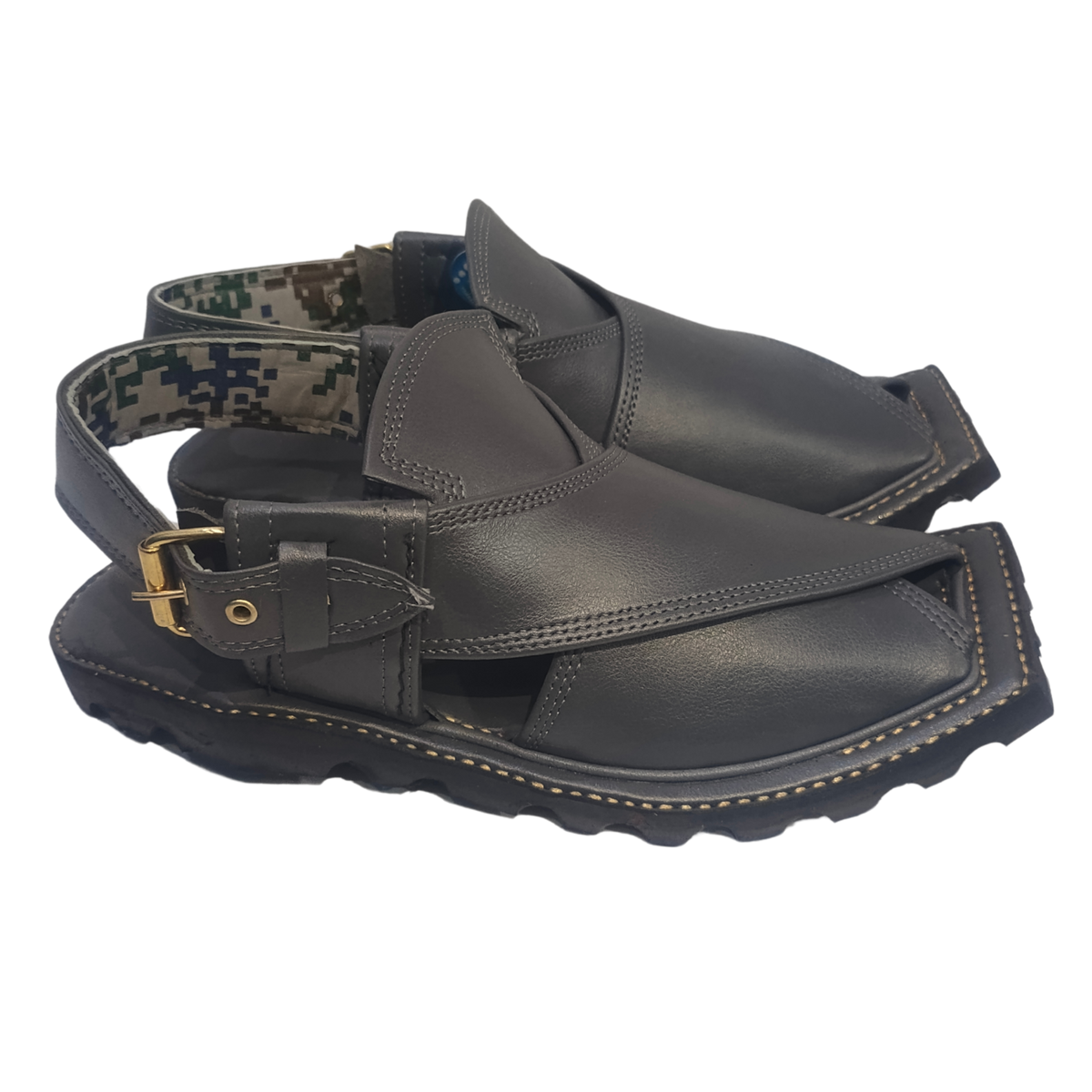 Dark Grey Pashawari Stylish Chappal